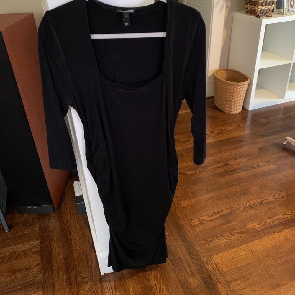 Black square neck dress by Isabella Oliver